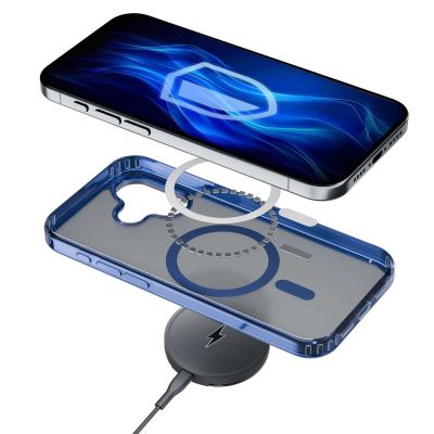 7. 3mk Frosty MagCase Blue Hülle für Apple iPhone 16 Plus – transparent