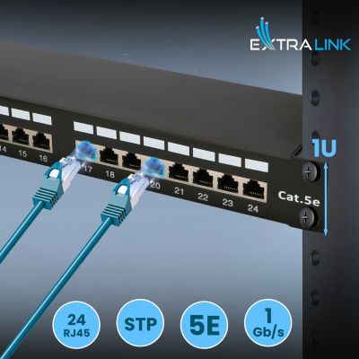 10. Extralink Patchpanel CAT5E STP V2 24 Ports