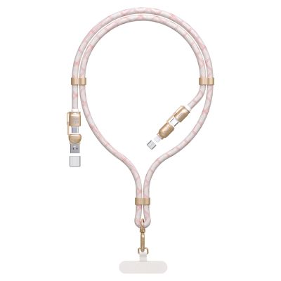 Dudao L20MAX 4in1 Kabel / Lanyard USB-A / USB-C / Lightning PD QC 65W 1.5m - Rosa