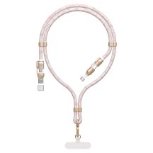 Dudao L20MAX 4in1 Kabel / Lanyard USB-A / USB-C / Lightning PD QC 65W 1.5m - Rosa