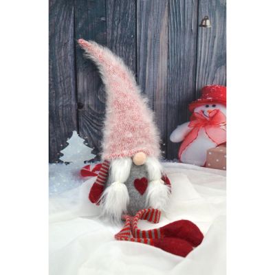 24. Frau Gnome mit flauschigem Hut, 45 + 36 cm