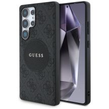 Guess 4G Round Patch Classic Logo MagSafe Hülle für Samsung Galaxy S25 Ultra schwarz
