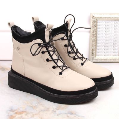 13. Filippo W PAW482 beige isolierte Plateaustiefeletten aus Leder