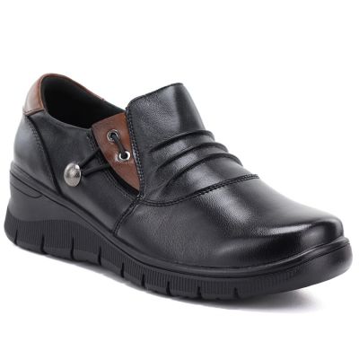 5. Schwarze Keilschuhe aus Leder für Damen, Vinceza 133118