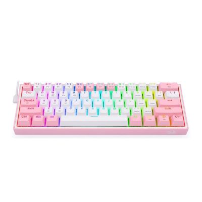 3. REDRAGON K616 Fizz Pro Tastatur, weiß/rosa, USB + Funk + Bluetooth, Rosa, Weiß