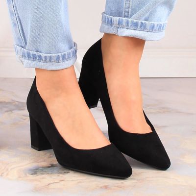 18. Sergio Leone W SK403A schwarze Wildlederpumps mit Blockabsatz