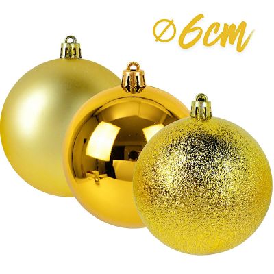 3. Dekorative Kugel-Safes aus Kunststoff, 27 Stück, Durchmesser 6 cm, Gold-Glimmer