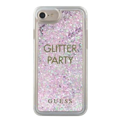 Guess GUHCP7GLUQPU iPhone 6/7/8 /SE 2020 / SE 2022 lila/lila Hartschalenetui Liquid Glitter Party