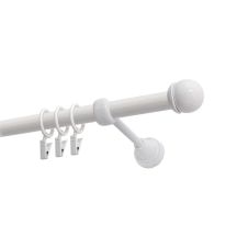Einzelne Gardinenstange Ø 19 mm Weiß 480 cm Knauf MAX mit Ringen, KOWALSKI