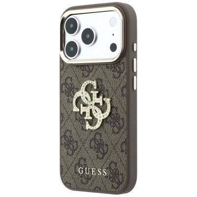 2. Guess 4G & Big Strass Logo Hülle für iPhone 17 Pro Max / 18 Pro Max - Braun