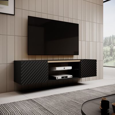 3. TV-Schrank EF ONDA 180x40x39-58 schwarz (stehend oder hängend)