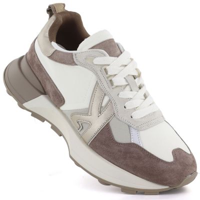 Damen-Sportschuhe aus Leder, beige, Kobbo 66954