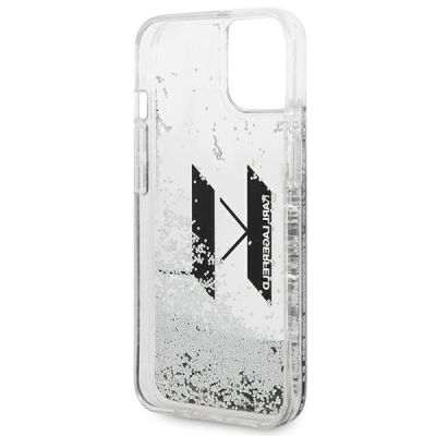 7. Karl Lagerfeld Liquid Glitter Big KL Hülle für iPhone 14 - Silber