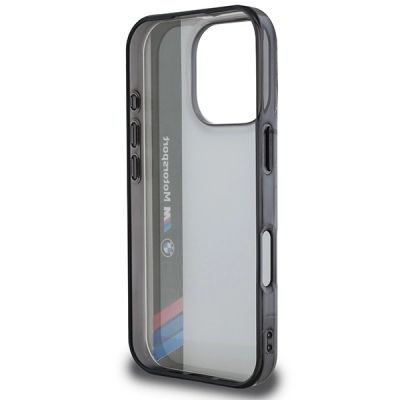7. BMW Motorsport IML Hülle mit vertikalen Streifen für iPhone 16 Pro – Grau