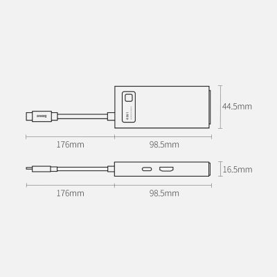 20. Baseus Metal Gleam 4in1 Multifunktions-HUB USB Typ C - USB Typ C Stromversorgung 100 W / HDMI 4K 30 Hz / 1x USB 3.2 Gen 1 / 1x USB 2.0 (CAHUB-CY0G)
