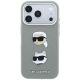 3. Karl Lagerfeld Saffiano-Hülle mit Karl & Choupette-Kopf-Pins und Logo für iPhone 18 Pro / 17 Pro – Grau