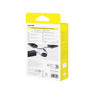 6. Baseus Bright Mirror Series USB-C Einziehbares Kabel - 2 x USB-C 100W 1m - Schwarz