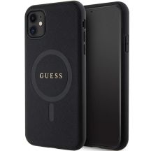 Guess GUHMN61PSAHMCK Hülle für iPhone 11 / Xr – schwarzes Saffiano MagSafe
