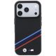 3. BMW M Quadrille Kevlar-Print, dreifarbige Linien & Metalllogo, MagSafe-Hülle für iPhone 18 Pro Max / 17 Pro Max – Schwarz