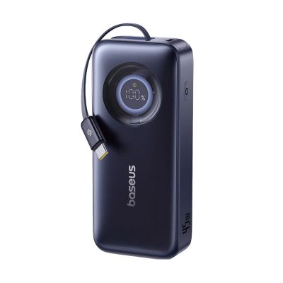 2. Baseus EnerCore CR11 10000mAh 45W Powerbank mit einziehbarem USB-C-Kabel – Schwarz