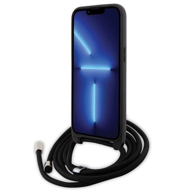 4. Karl Lagerfeld Umhängetasche mit Saffiano-Monogramm und Metallnadel, Karl & Choupette-Hülle für iPhone 15 Pro Max – Schwarz