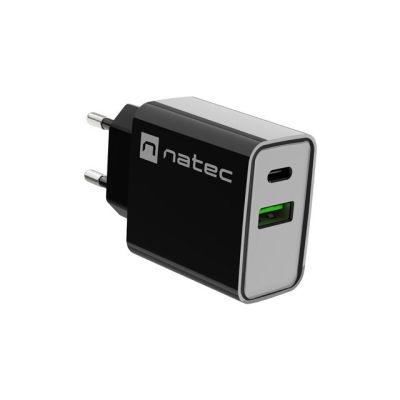 7. NATEC RIBERA USB-A + USB-C 20W POWER DELIVERY LADEGERÄT SCHWARZ NUC-2062