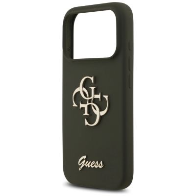 6. Guess Silikonhülle mit großem 4G-Schriftzug für iPhone 17 Pro – Grün
