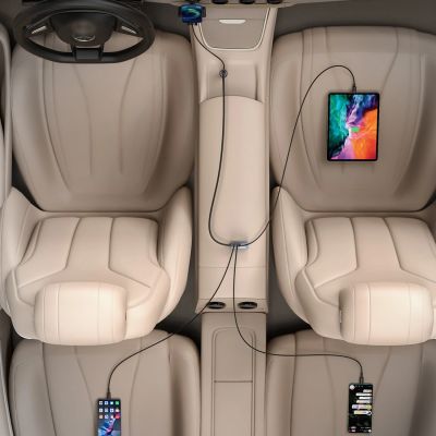 9. Baseus Share Together PPS Mehrfach-Schnelllade-Autoladegerät mit Verlängerungskabel 2U+2C 120W Space Grau
