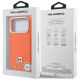 8. Karl Lagerfeld Karl & Choupette Head Pins Saffiano MagSafe Hülle für iPhone 17 Pro - Orange