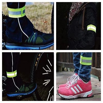 2. Reflektierendes Armband für Fahrrad, Laufen, Klettverschluss, 4 cm, Orange