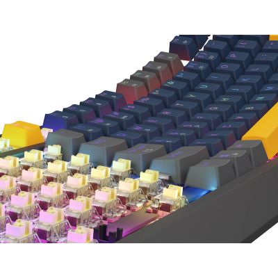 4. GENESIS THOR 230 TKL Gaming-Tastatur USB + RF Wireless + Bluetooth QWERTY Schwarz, Blau, Grau, Orange