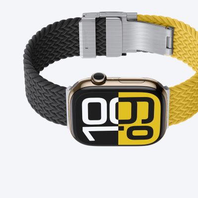 4. 2er-Set AmazingThing Blend Band für Apple Watch 45/46/49 mm - Gelb-Schwarz/Schwarz