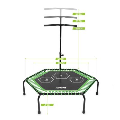 6. VIRTUFIT FITNESS PRO TRAMPOLIN MIT GRIFF - SCHWARZ - 127 CM