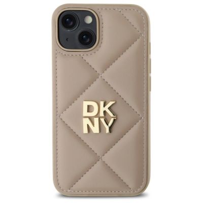 3. DKNY Quilted Stack Logo iPhone 14 Hülle – Beige