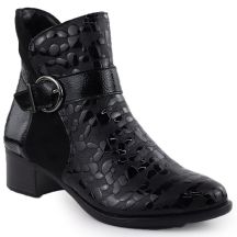 Damen-Ankle-Boots aus Lackleder mit Absatz, schwarz, Remonte Rieker R5188-02