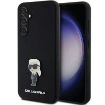 Karl Lagerfeld Silikon Ikonik Metal Pin Hülle für Samsung Galaxy S23 FE – Schwarz