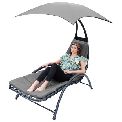 7. BERGAMO Sessel mit Sonnenschirm 200x125x180cm Grau