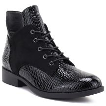 Botki damskie lakierowane kroko czarne Vinceza HX27-16524