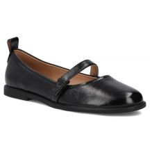 Schwarze Damen-Ballerinas aus Leder mit Gürtel, Filippo DP7742