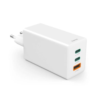 2. Hama 00201997 Mobiles Ladegerät für Laptop, Smartphone, Tablet, Weiß, Wechselstrom-Schnellladefunktion, intern