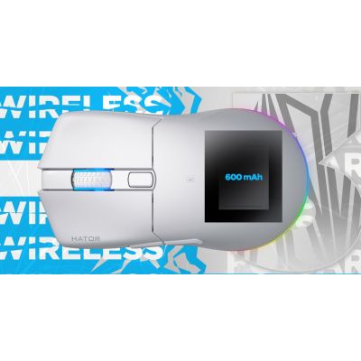 13. HATOR Pulsar 3 Kabellose Gaming-Maus, beidhändig bedienbar, Funkfernbedienung + Bluetooth + USB Typ-C, optisch, 12000 DPI