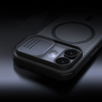 8. Nillkin CamShield Pro MagSafe-kompatible Hülle für iPhone 17 – Transparent Schwarz