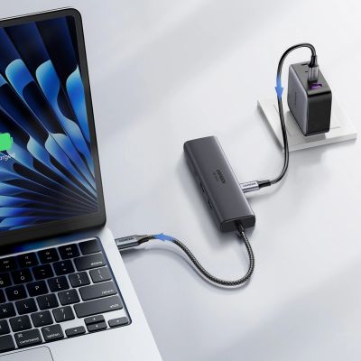6. Ugreen USB-C 6-in-1 HDMI USB-C USB-A Ethernet Hub – Grau