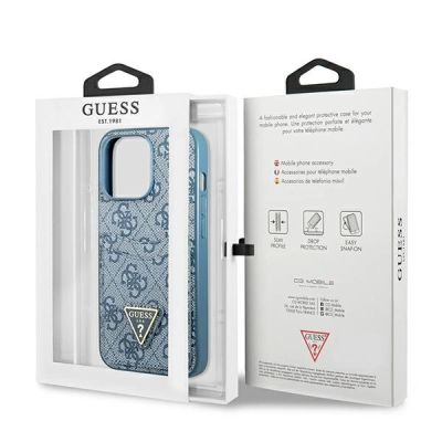 8. Guess 4G Triangle Logo Cardslot Hülle für iPhone 13 Pro / 13 – Blau