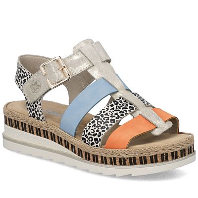 Rieker V7904-90 Damen-Keilsandalen aus Leder