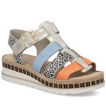 Rieker V7904-90 Damen-Keilsandalen aus Leder