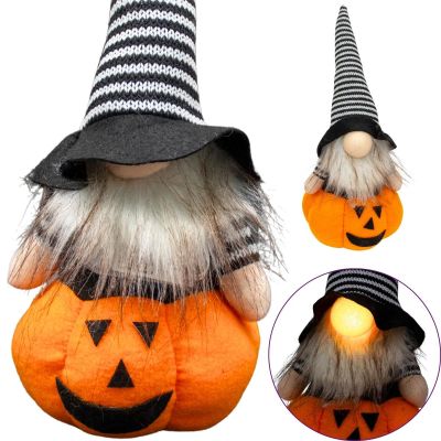 7. Dekorative Kürbisfigur, 25 cm, LED, Halloween, Orange