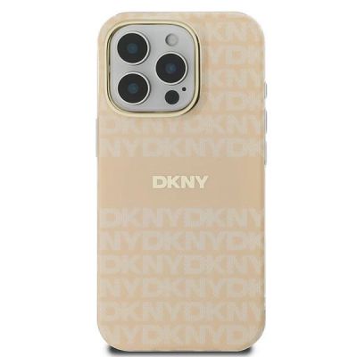 3. DKNY Repeat Texture Pattern With Stripe Hülle für iPhone 16 Pro Max – Rosa