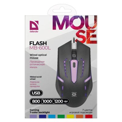 7. Defender Flash Kabelmaus MB-600L OPTIC LED 1200 DPI 4P 52600