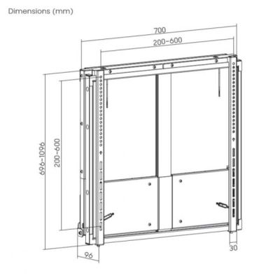 13. Zubehör – Halterung – oben/unten – für interaktive Fernseher – Kunststoff, Edelstahl, Aluminium – (55–86 Zoll) – Wandmontage